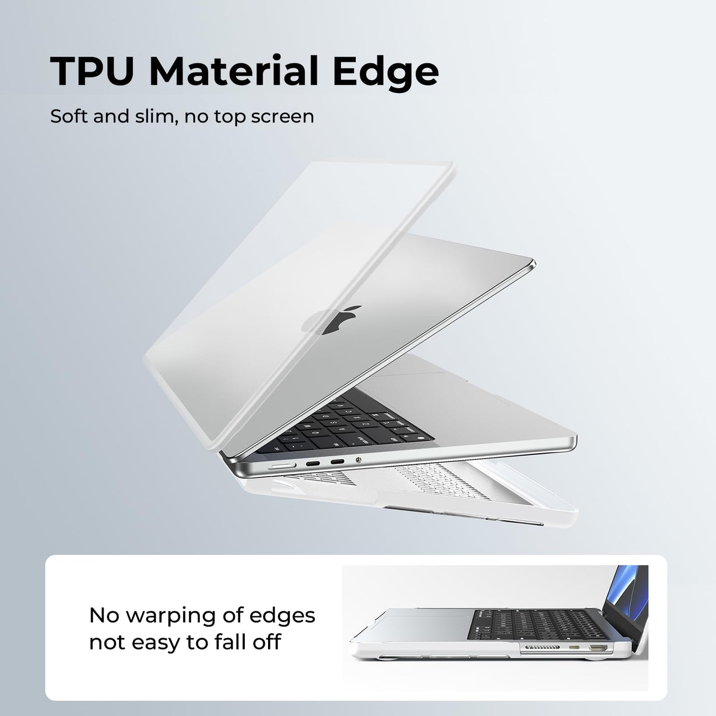 BlueSwan Compatible with MacBook Pro 14 inch 2026-2021 Release M5 M4 M3 M2 M1 Pro/Max Chip, Anti-Cracking Hard Shell Case Anti-Fingerprint Soft TPU Bumper, Frosted White