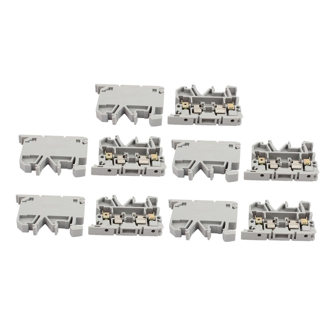 uxcell uxcell10Pcs ASK1EN DIN Rail Mount Fuse Holder Terminal Block 500V 4mm2 Cable Gray