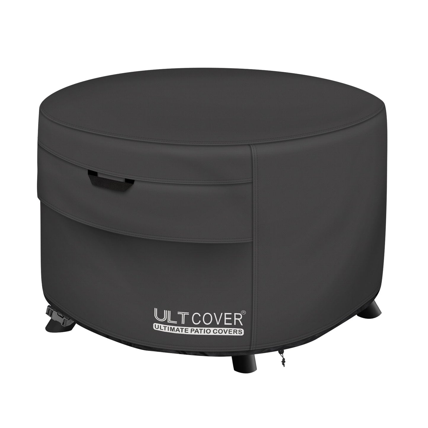 ULTCOVER Patio Fire Pit Table Cover Round 32 inch Outdoor Waterproof Fire Bowl Cover, Black