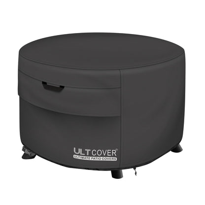 ULTCOVER Patio Fire Pit Table Cover Round 32 inch Outdoor Waterproof Fire Bowl Cover, Black