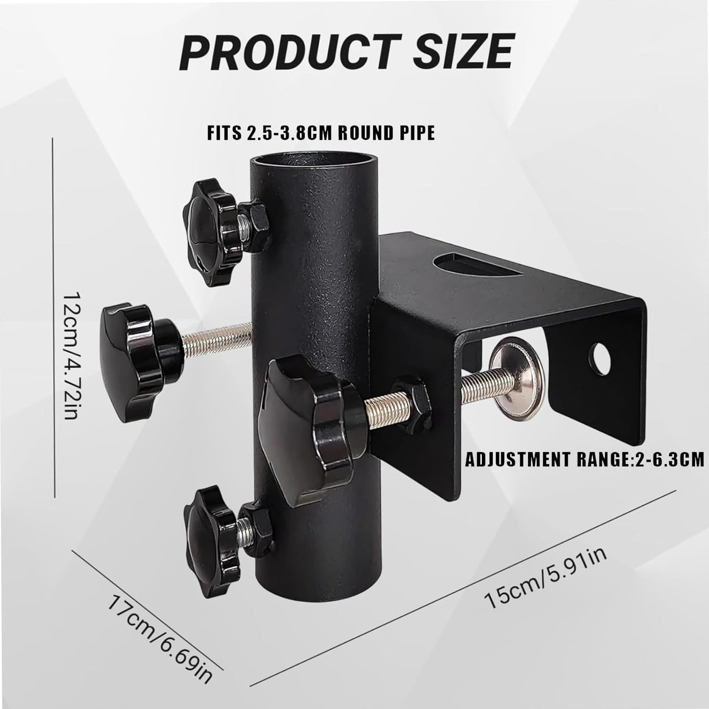 Shoyisenka Patio Umbrella Holder, Heavy Duty Parasol Holder, Square Clampable Adjustable Patio Umbrella Base Mount Fixed Clip for Beach, Courtyard Balcony, Deck Bleachers, Boats