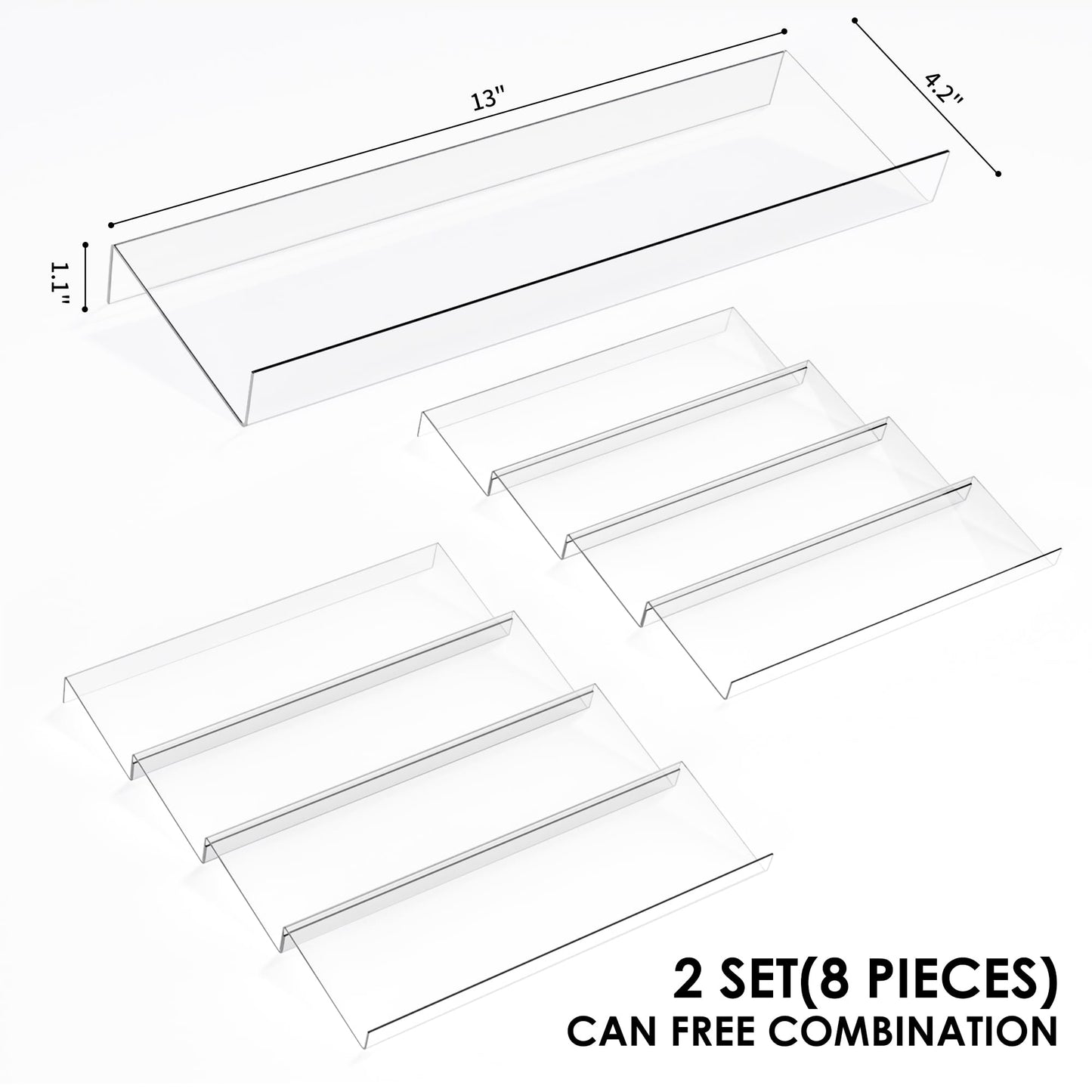 Spice Drawer Organizer, 4 Tier Clear Acrylic Expandable From 13" to 26" Seasoning Jars Drawer Insert, Kitchen Drawer Spice Rack Tray for Cabinet/Countertop