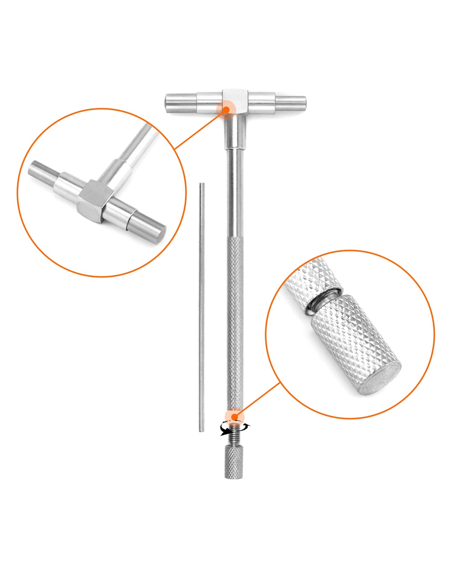 QWORK 5/16" to 6" Telescopic Gauge Bore Gauge, 6 Pack Hole Gauge Set, Premium Steel T-Bore Hole Gauges Set, Measurement Tool, Telescoping Full Round Bore Gauge