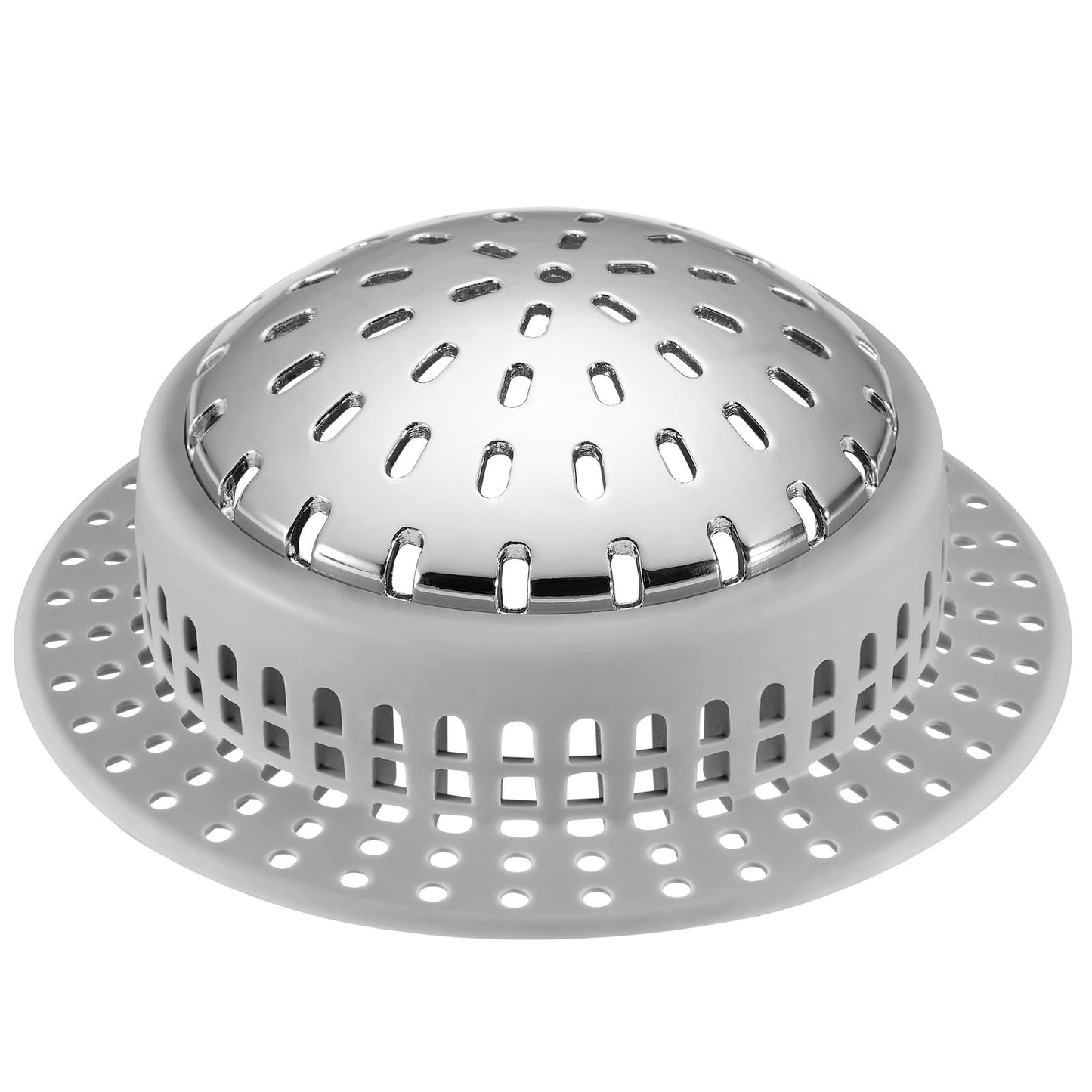 Aluvor Drain Hair Catcher, Bathtub Drain Cover Shower Drain Hair Trap Prevent Clogging Stainless Steel and Silicone Strainer Protector for Pop-Up & Regular Drains