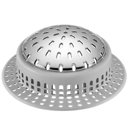Aluvor Drain Hair Catcher, Bathtub Drain Cover Shower Drain Hair Trap Prevent Clogging Stainless Steel and Silicone Strainer Protector for Pop-Up & Regular Drains