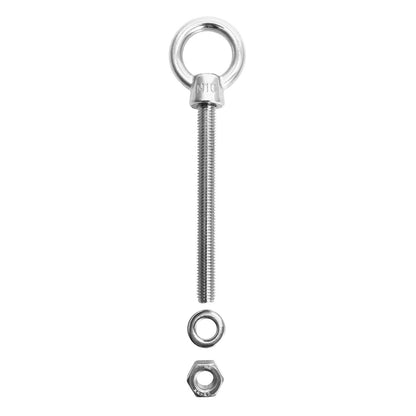 QWORK Threaded Eyebolts, 5 Pack 3/8" x 4" Long Stainless Steel Marine Grade Shoulder Eye Bolt