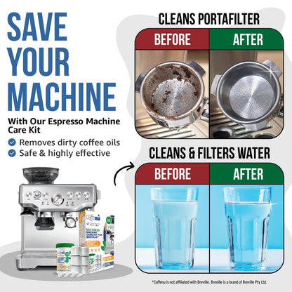 Caffenu Kit Compatible with Breville Espresso Machines. 52 Espresso Machine Cleaning Tablets & 6 Water Filters. Helps Remove Coffee Oil Build-Up. 1 Year Supply Kit Compatible with Breville