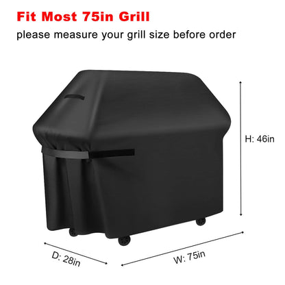 Samhe Grill Cover, 75-Inch Heavy Duty Waterproof UV Resistant Tear Resistant BBQ Gas Grill Cover for Nexgrill Brinkmann Weber and More
