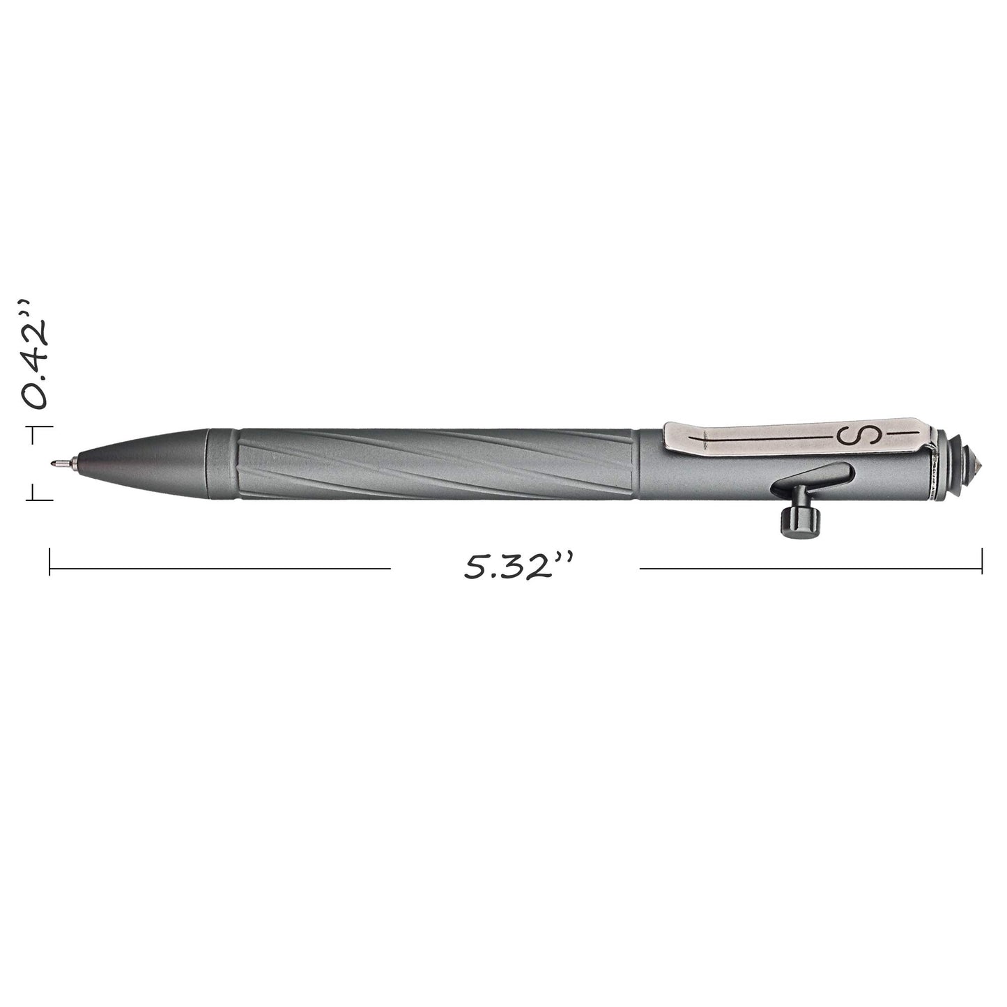 SMOOTHERPRO Premium Bolt Action Pen Compatible with Pentel Refill Durable Stainless Steel Clip Weight Balanced for EDC Signature Office School Business Color Gray (PTC051)