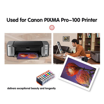 8 Pack CLI-42 CLI42 Compatible Ink Cartridges Use for Canon Pixma Pro-100 Pro 100 Pro-100S (1BK, 1C, 1GY, 1LGY, 1M, 1Y, 1PC, 1PM)