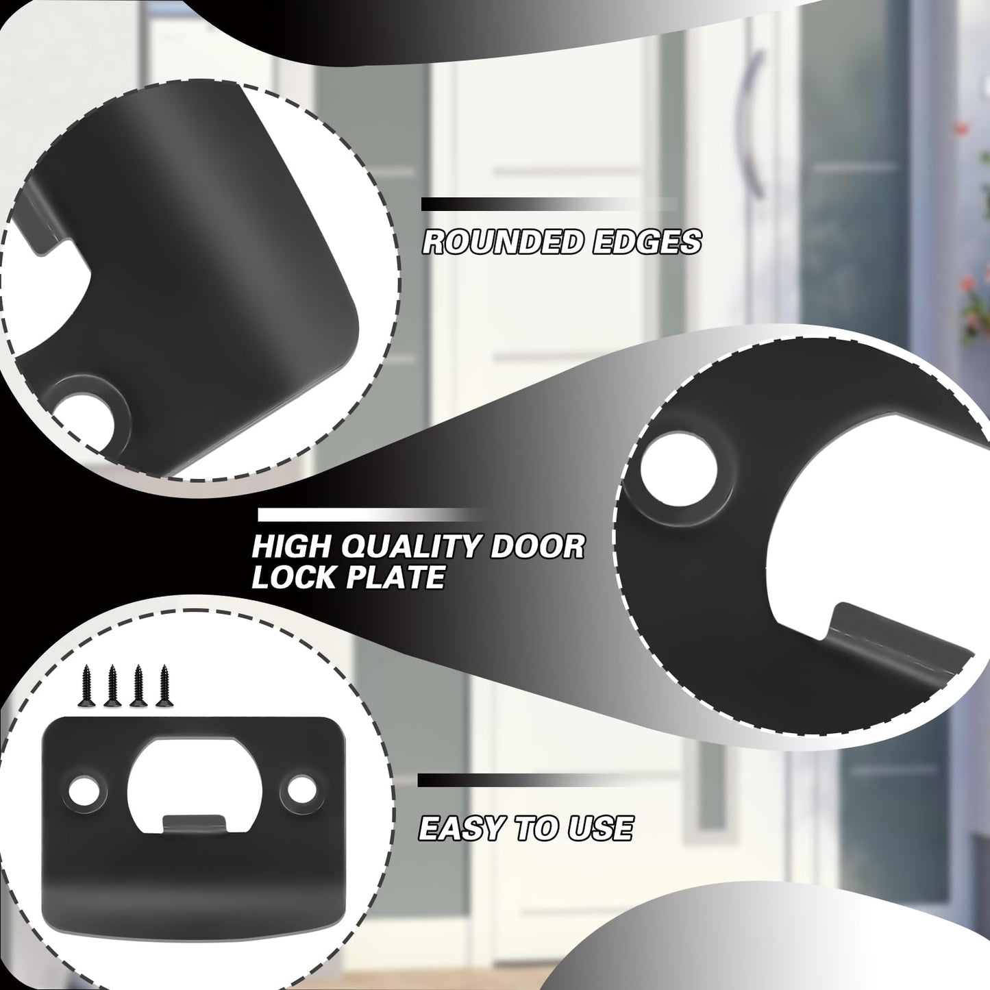 10PCS Latch Strike Plate, Door Strike Plate, Strike Plates for Exterior Doors, Stainless Steel Deadbolt Covers