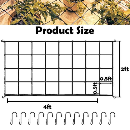 Voittozege 4 Pack Grow Tent Trellis Netting, 2 x 4Ft Elastic Plant Net with 12 Hooks Heavy-Duty Flexible Hydroponics Support for Climbing Plants, Vegetables, Fruits, Gardening, Indoor Plants (Black)