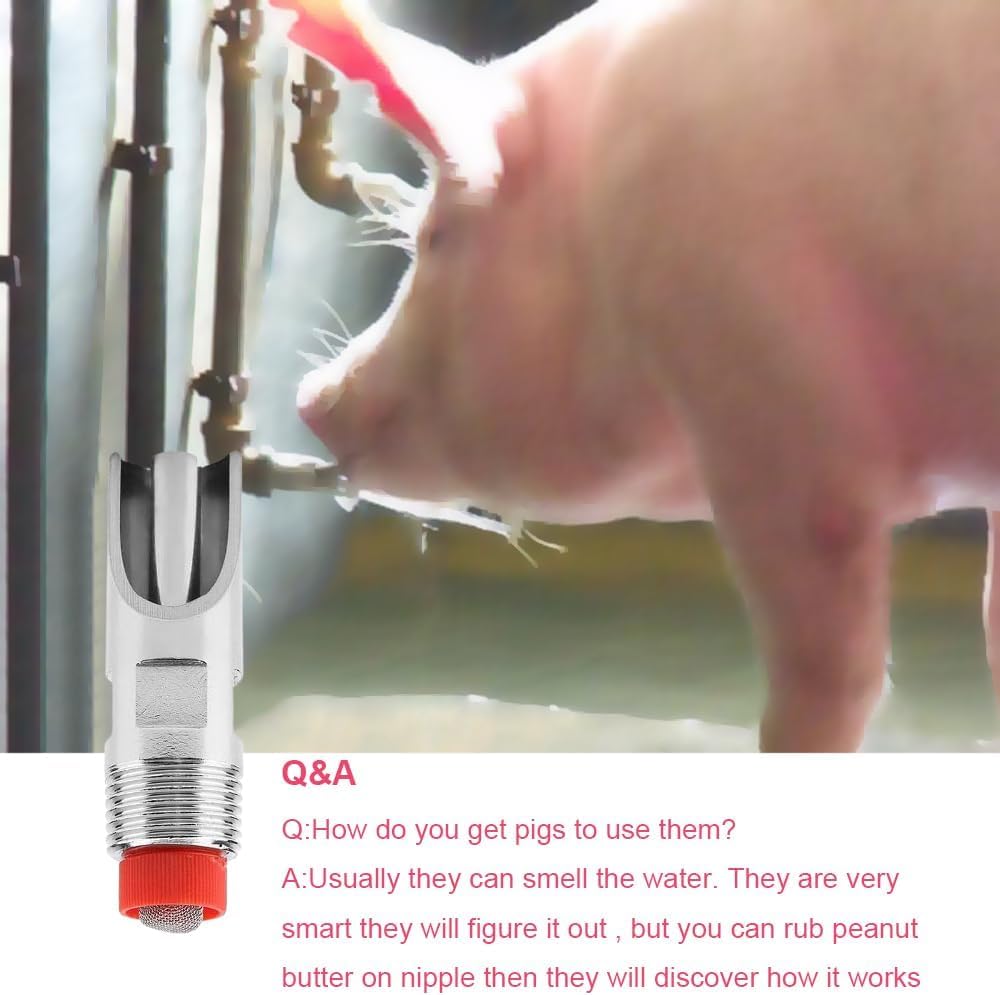 10 Pcs Stainless Steel Nipple Waterer, Automatic Poultry Waterers for Cattle Horses Pigs Sows Dogs Prevent Leakage Poultry Watering Drinker Nipple