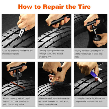 AUTOWN Tire Repair Kit - 68pcs Heavy Duty Tire Plug Kit, Universal Tire Repair Tools to Fix Punctures and Plug Flats Patch Kit for car Motorcycle, Truck, ARB，ATV, Tractor, RV, SUV, Trailer