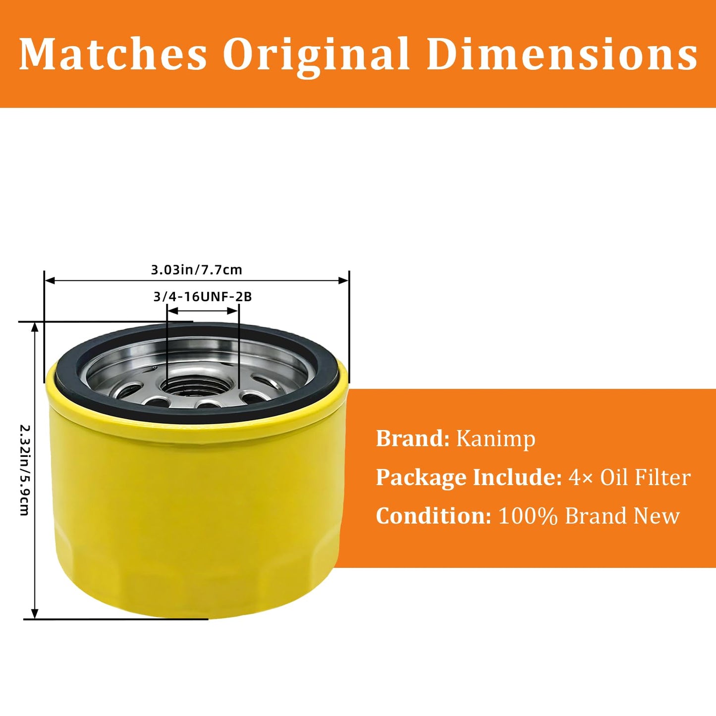 492932 492932S Oil Filter for Brigs and Straton 695396 696854, John Deere AM125424 GY20577 LG492932S, Compatible with Kawasaki 49065-7007 49065-0721 (4 PCS)