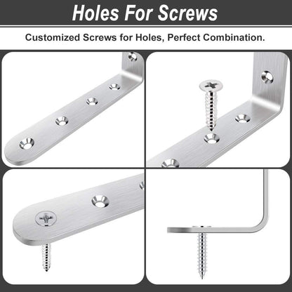Corner Braces 3 x 5 inch, Right Angle Bracket 304 Stainless Steel with Screws, L Shaped Brackets for Shelves Furniture, 8 Pcs