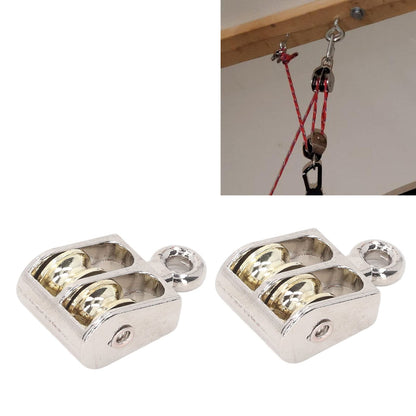 Dual Pulley Block 4 Pcs Double Pulley Block 100KG 220LBS Bearing Zinc Alloy Crane Lifting Dual Pulley Roller Hand Chain Hoists