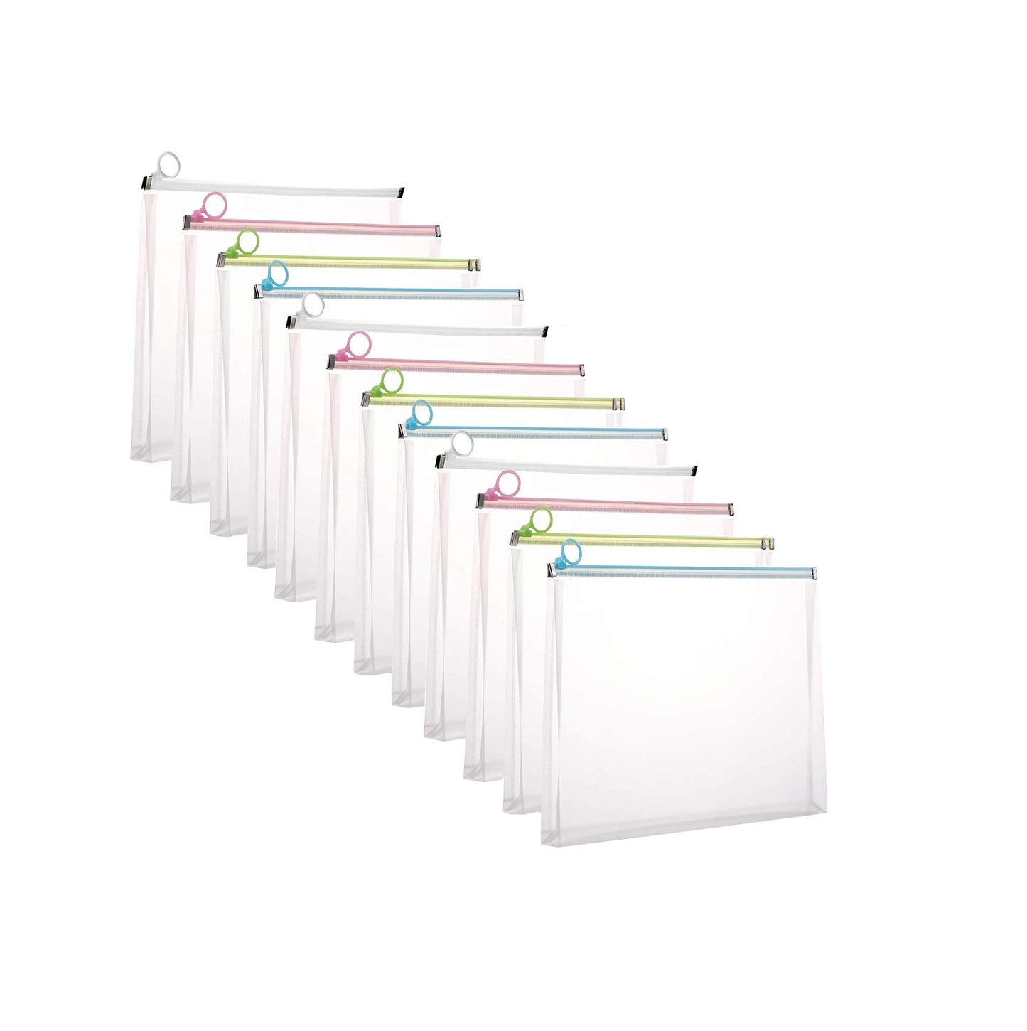 YESSART 9x12 Clear Zip Plastic Envelopes File Document Paper Holder Pack of 12