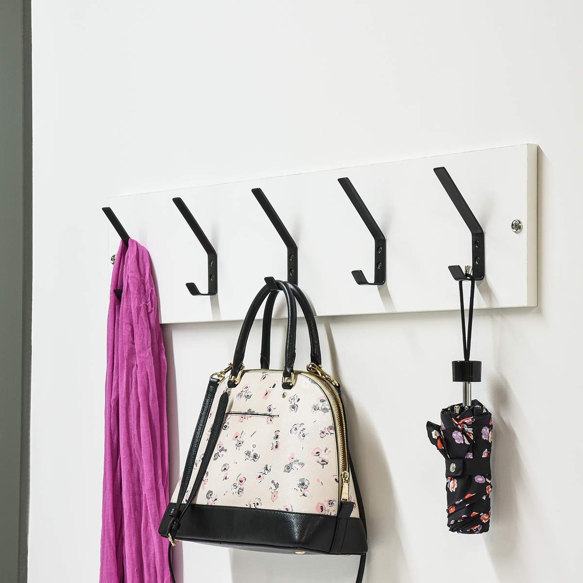 Amazon Basics AB6000-FB-5 Coat Hook, Flat Black