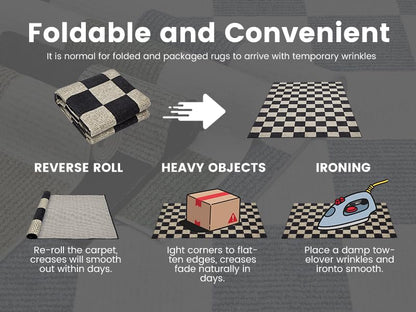 Washable Front Door Mat Indoor Entrance 2x3 Checkered Rug, Flat Print Plaid Area Rugs Ultra-Thin Carpet Stain Resistant Non-Slip for Entry Kitchen Hallway Kids Room Laundry Bedroom(Black and Camel)