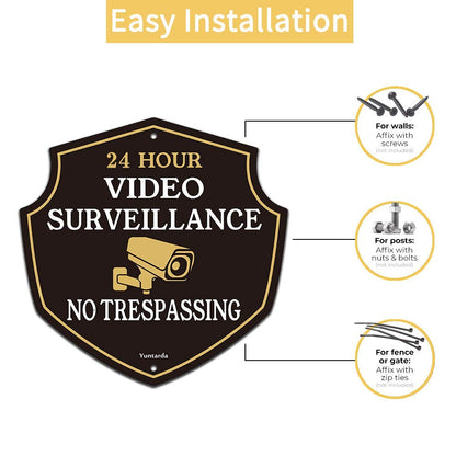 Video Surveillance Signs,Yuntarda 12”x12”(2-Pack) No Trespassing Sign Aluminum Metal Sign UV Print Weather Resistant Safety Signs Pre-drilled Holes for Easy Mount for Wall Fence or Gate