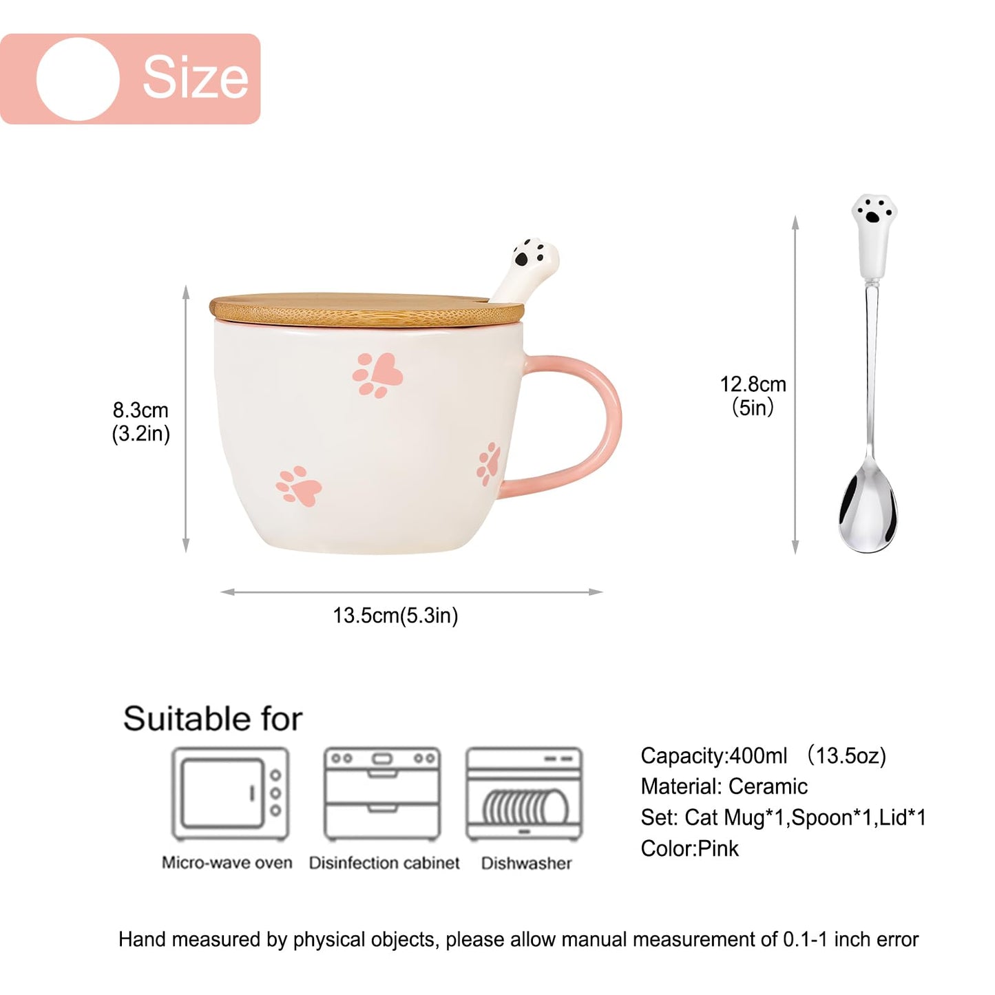 BigNoseDeer Kawaii Cat Mug with 3D Kitty Inside Ceramic Tea Cup Coffee Mug Cute Mugs Gifts for Women Girlfriend Kids(13oz)