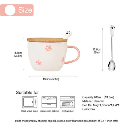 BigNoseDeer Kawaii Cat Mug with 3D Kitty Inside Ceramic Tea Cup Coffee Mug Cute Mugs Gifts for Women Girlfriend Kids(13oz)