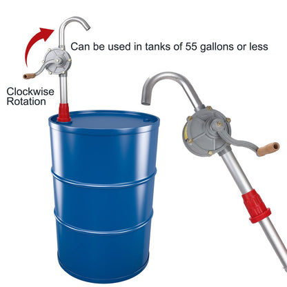 Vevitts 55 Gallon Drum Pump, Aluminum Alloy Rotary Hand Pump - Manual Hand Crank Pump Fits 15 to 55 Gallon Drums