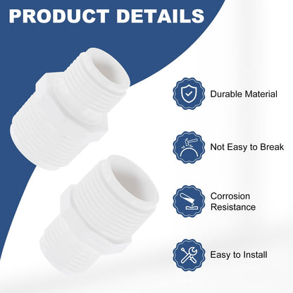 uxcell 2 Pcs Garden Hose Adapter, Male 1" NPT x 3/4" GHT Garden Hose Fitting Male Plastic Connector for Tank and Pool Pump Hoses, White