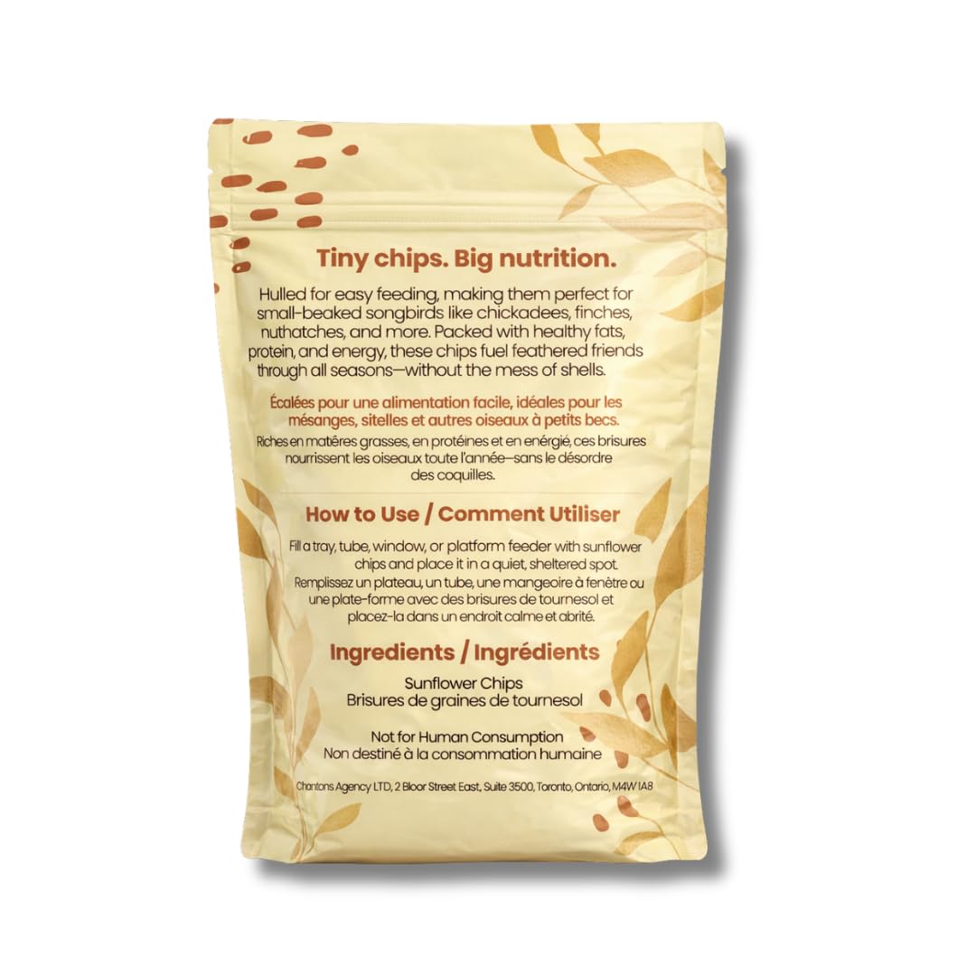 Chirp & Maple, Sunflower Chips, 1KG (2.2lb), Wild Bird Food, Cardinal & Finch Feed, No Mess