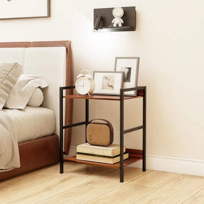 Side Table, Small End Table 17 inch, Narrow Nightstand Bedside Table for Bedroom, Sofa Entryway Table for Livingroom, Outdoor Coffee Table, Rustic Brown