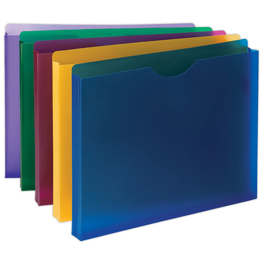 Smead File Jacket, Straight- Cut Tab, 1' Expansion, Poly, Acid Free, Letter Size, Assorted Colors, 10 Per Pack (89610)