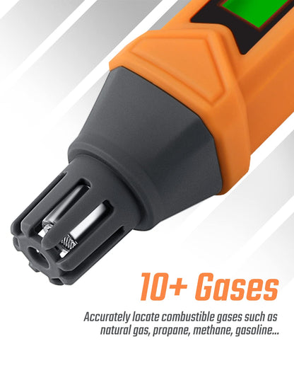 PT199 Natural Gas Leak Detector with Audible & Visual Alarm, Portable Gas Sniffer to Locate Combustible Sources Like Methane, Propane for Home(Includes Battery x2)-Orange