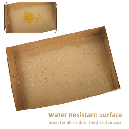 Cididu 50 Pack Cardboard Food Tray Disposable, Greaseproof Movie Night Snack Trays for Party, Foldable Kraft Food Serving Containers, Food Grade Fast Food Box for Hot and Cold Foods Stadiums Theaters