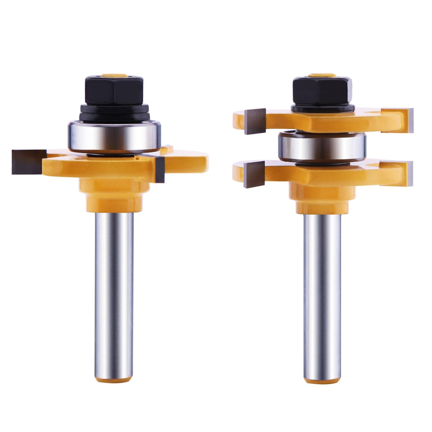 Tongue and Groove Router Bit Set (2 PCS) with 1/4 Inch Shank T Shape, Wood Milling Saw Cutter by LU&MN (Woodworking Tools for Home Improvement and DIY)