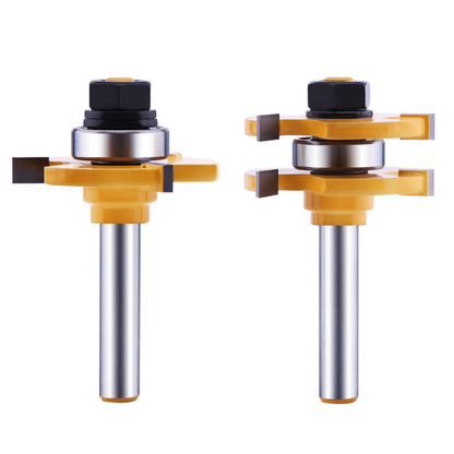 Tongue and Groove Router Bit Set (2 PCS) with 1/4 Inch Shank T Shape, Wood Milling Saw Cutter by LU&MN (Woodworking Tools for Home Improvement and DIY)