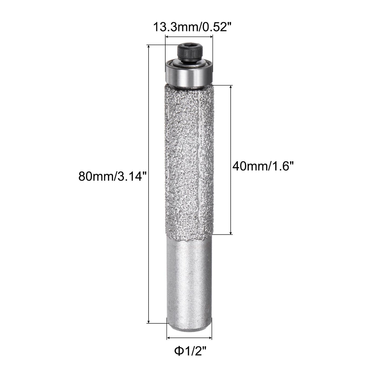 uxcell 3 Pcs Diamond Profile Straight Router Bit 13.3mm Dia 1/2" Shank 46 Grit Wet Dry Use Brazed Cylinder Profile Wheel with Bearing for Marble Quartz Stone Tile Edge Cutting