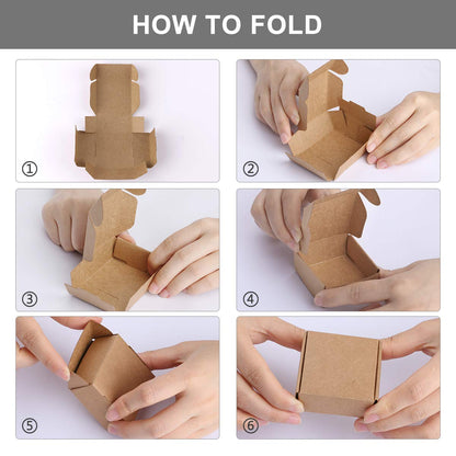 Sdootjewelry Mini Cardboard Boxes, 2.16"x 2.16" x 0.98" Mini Jewelry Boxes Packaging, Brown Kraft Boxes for Ring Earrings