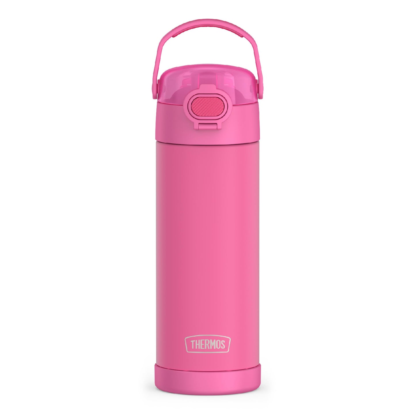 THERMOS FUNTAINER 16 Ounce Stainless Steel Vacuum Insulated Bottle with Spout and Locking Lid, Neon Pink