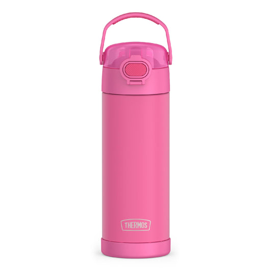 THERMOS FUNTAINER 16 Ounce Stainless Steel Vacuum Insulated Bottle with Spout and Locking Lid, Neon Pink