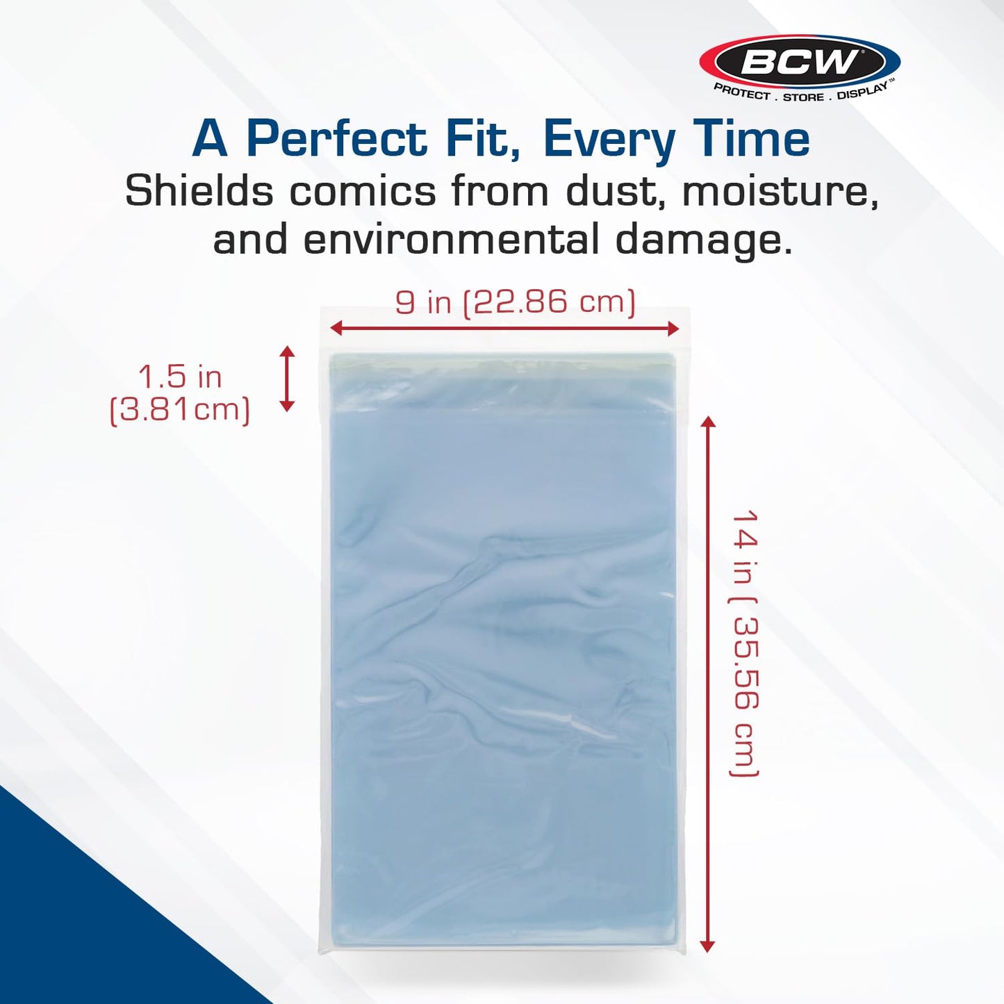 BCW Resealable Graded Comic Book Bags - Pack of 100 | Crystal Clear Polypropylene Sleeves for CGC and CBCS Slabs | Acid-Free, Archival Quality Resealable Comic Book Protectors - 9x14