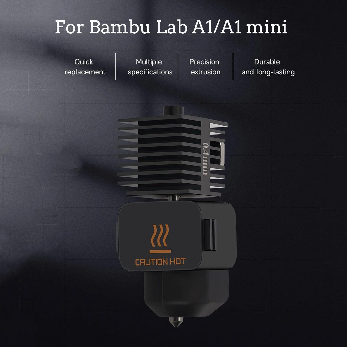 Upgrade Hotend Kit for Bambu Lab A1/A1 Mini, Hot End Assembly 0.4/0.6/0.8mm Hardened Steel Nozzle & Silicone Sock for Bambu Lab 3D Printer Part