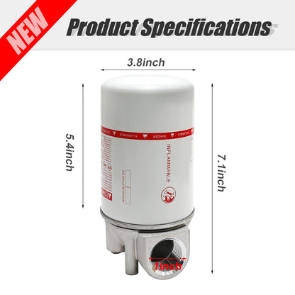 VIKKSAER 1" NPT Fuel Filter Aluminum High Flow, 30 Micron Spin-on Cartridge Style for Mobile & Stationary Fuel Pump Tanks Boat