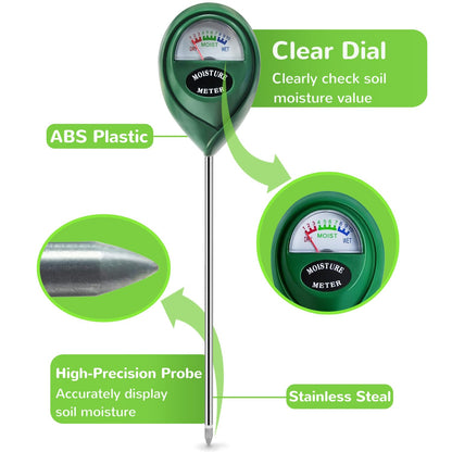 Suplong 2 Packs Soil Moisture Meter, Moisture Meter for Plants, Plant Water Meter, Plant Moisture Meter for Garden, Farm, Lawn, Indoor & Outdoor (No Battery Needed)(Green)