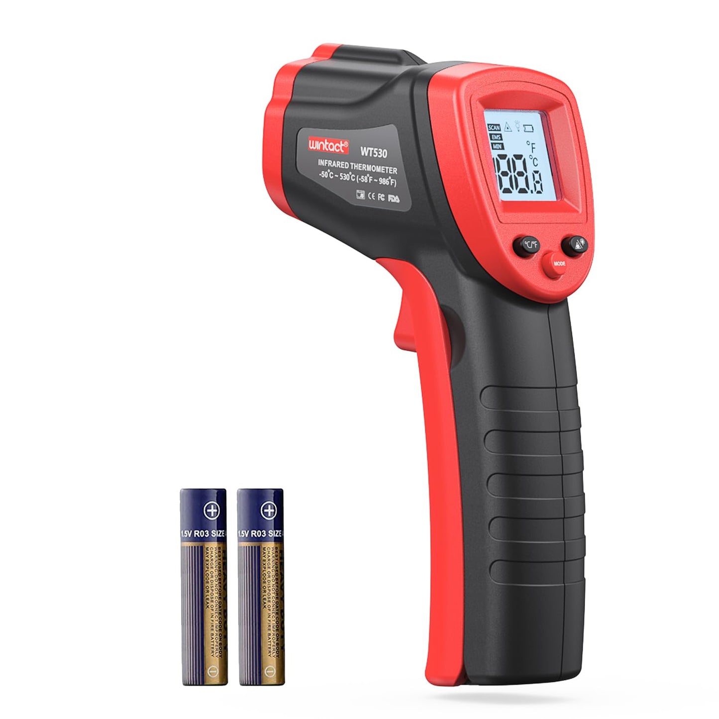 Wintact Laser Infrared Thermometer Gun -58℉ to 1094℉(-50℃ to 590℃) Non-Contact Digital Surface Temperature Gun with Max-Min Measure for Cooking Food, Pizza Oven, Grill, Griddle, HVAC NOT for Humans