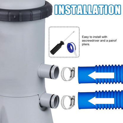 2 pcs Swimming Pool Replacement Hose 59 Inch Long 1.25 Inch Diameter,Compatible with Filter Pump 300GPH, 330 GPH, 530 GPH, and 1,000 GPH (Blue 2Pack)