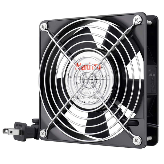 Wathai 120mm x 25mm AC Power Muffin Axial Fan 110V/120V Dual Ball for DIY Cooling, Ventilation, Exhaust Projects (5 Inch, 65 CFM, 2400 RPM, 15W, 37/40 dBA)