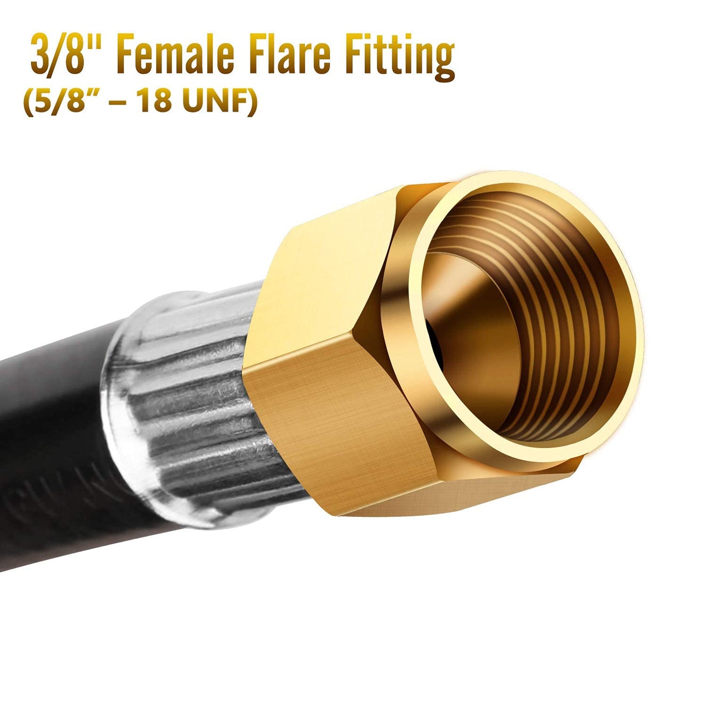 WADEO 12FT Propane Extension Hose, Low Pressure with 3/8 Inch Female Flare Fitting x 3/8 Inch Male Flare Fitting for Gas Grill, RV, Turkey Cooker, Fire Pit and More