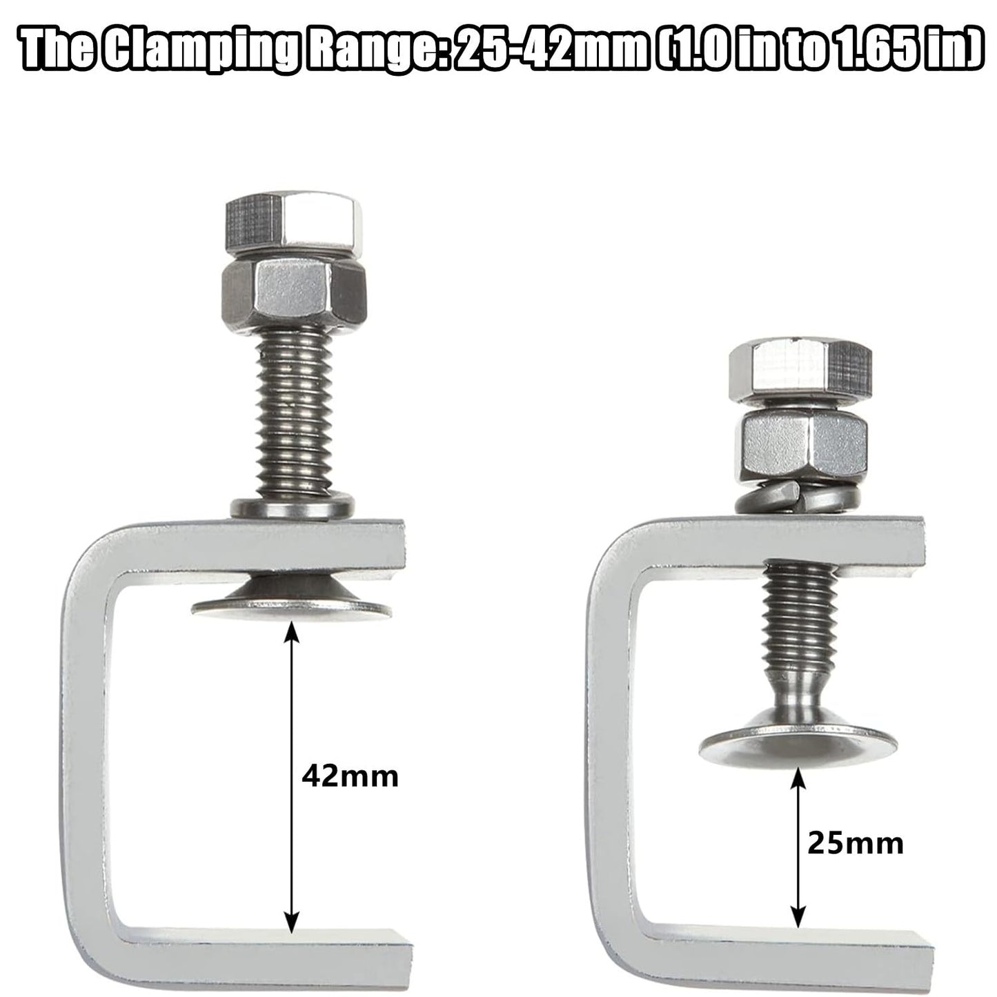 RHBLME 4 Pack Heavy Duty C Clamps, 304 Stainless Steel Small C Clamps, Clamping Range 1in to 1.65in, G Clamps with Adjustable Wide Jaw Openings for Woodworking Welding Construction