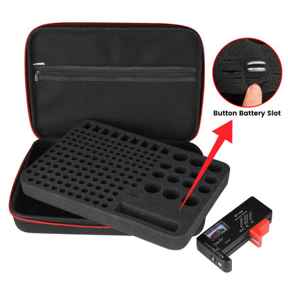 Battery Organizer Storage Box Battery Vault Case Battery Hard Fireproof Waterproof Explosionproof Holder Box with Tester BT-168 Checker Carrying Case Container Bag Fit for 200+ Batteries AA AAA C D 9V